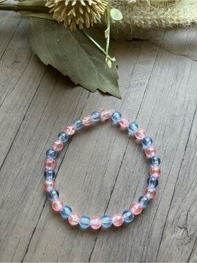 Pink & Blue Beaded Stretch Bracelet — Women Accessories Watch Accent